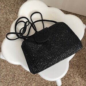 Elegant Black Beaded Women's Bag